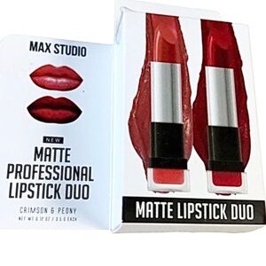 2pack max studio professional matte lipstick duo in crimson‎ and peony new
